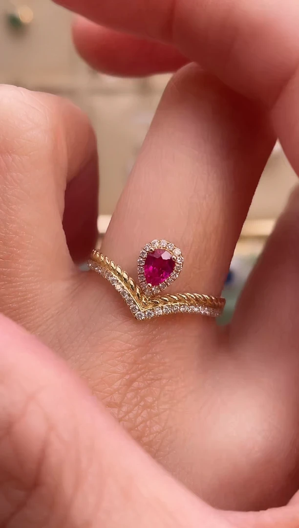 【闪购商品】红宝石戒指18K金镶嵌缅甸主石：0.30ct