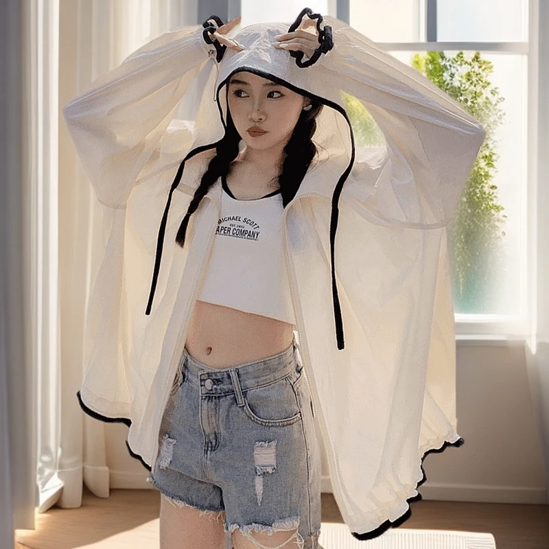 韩版小仙女可爱新款防晒衣女短款学生夏季外穿薄款宽松透气防晒服