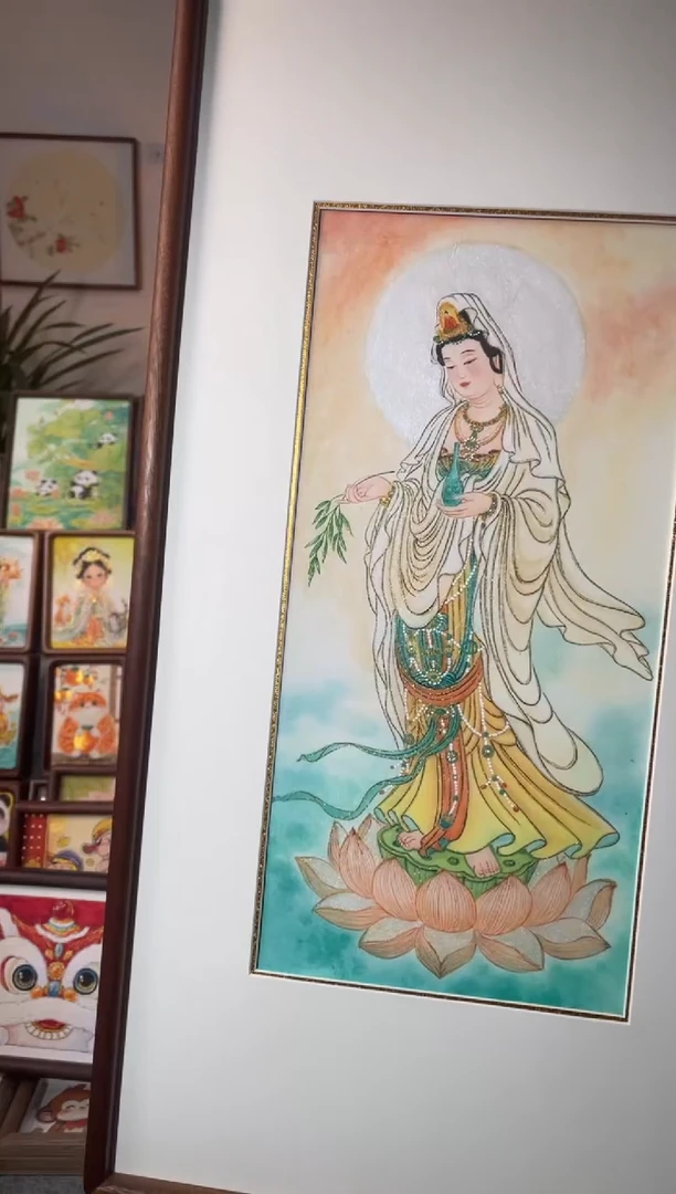 【闪购商品】国画【观音】纯手绘国画摆台