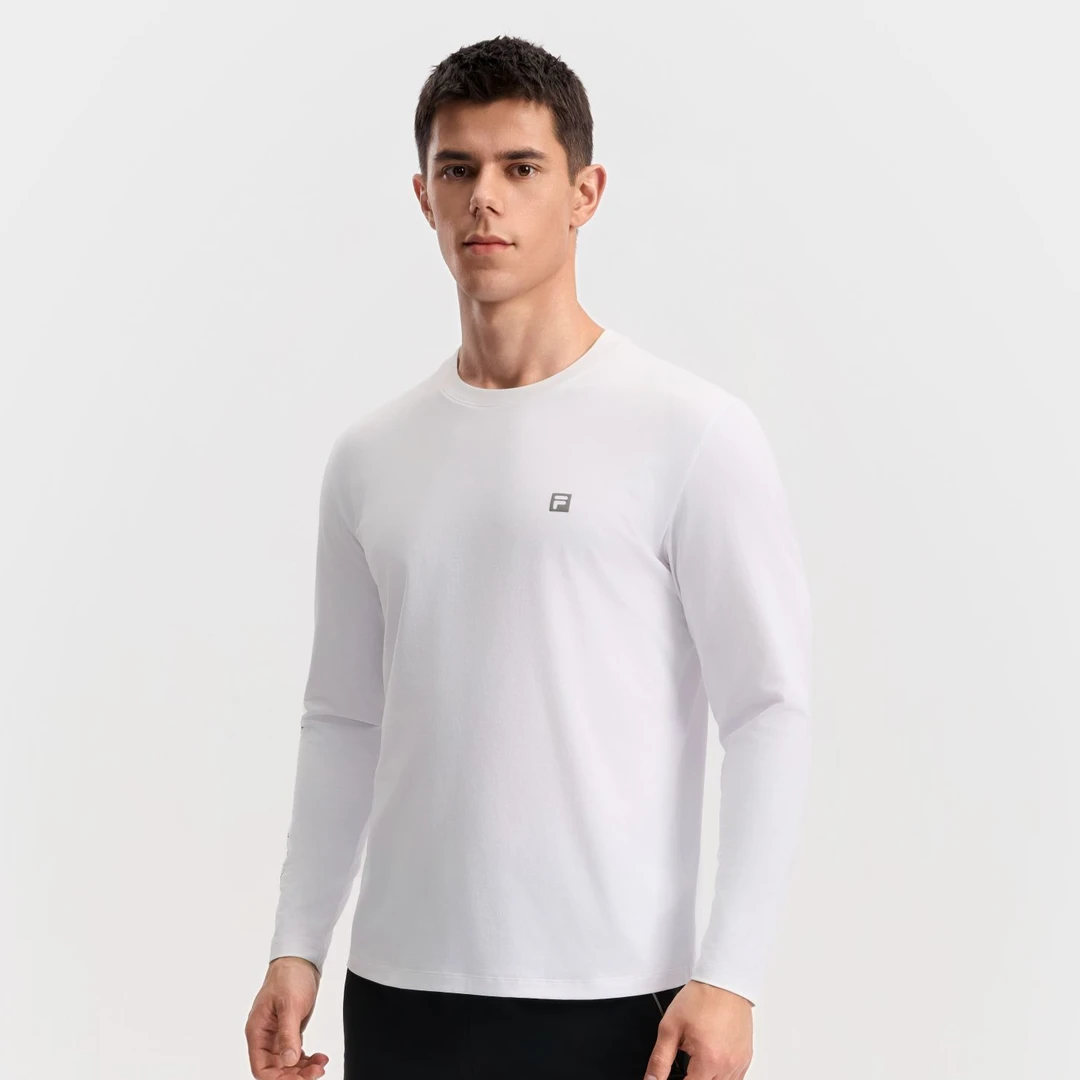 Fila/斐乐新款【吸湿速干】男简约舒适圆领户外运动长袖A11M531202F