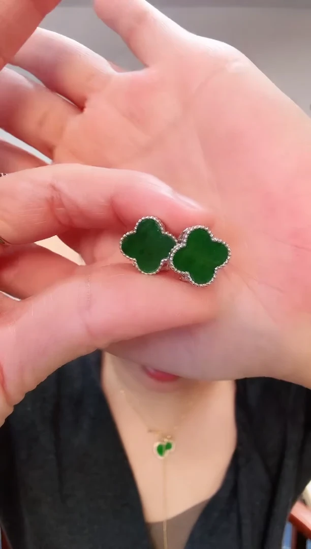 【闪购商品】翡翠耳饰银S925镶嵌耳饰