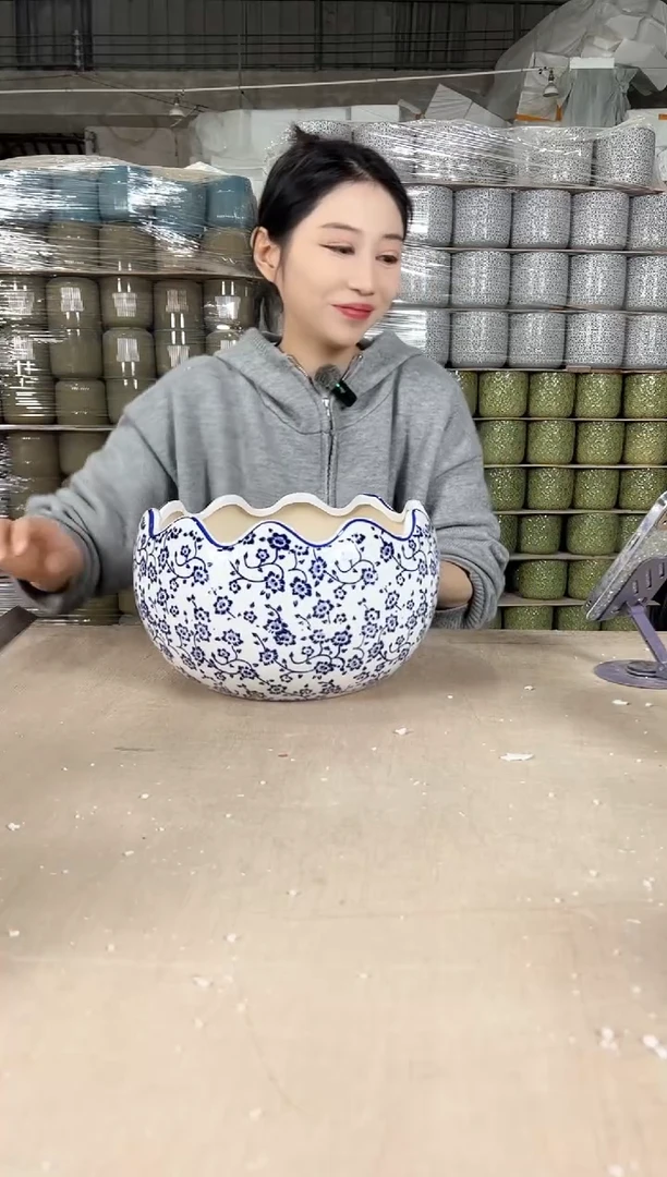 【闪购商品】陶瓷蛋壳白青花瓷大号25x17