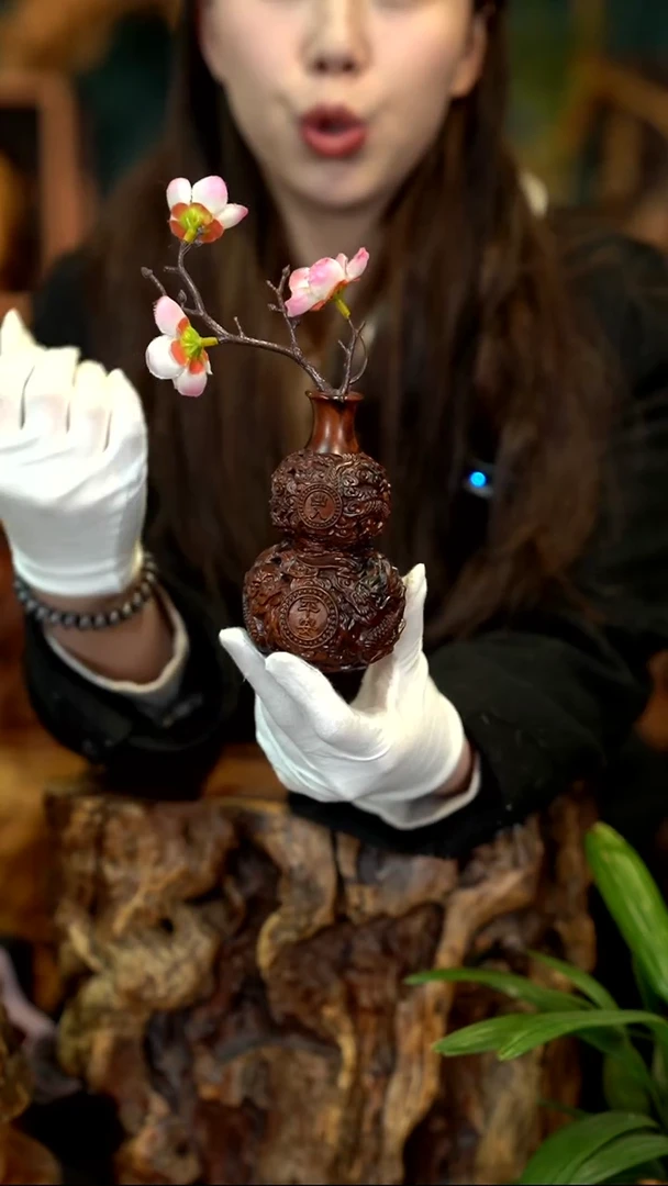 木雷击枣木精雕葫芦