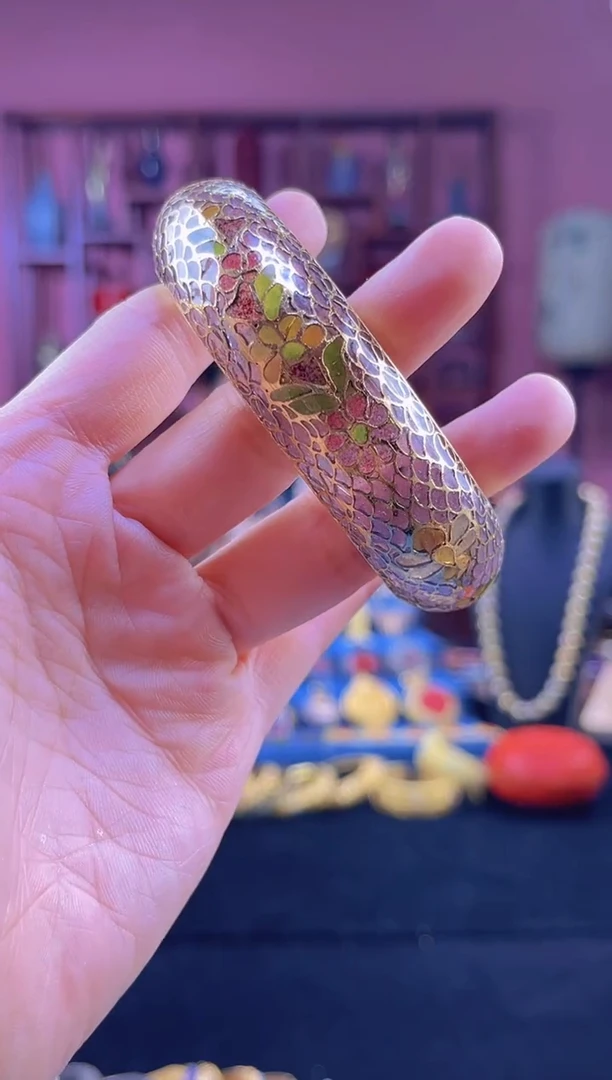 非遗景泰蓝脱胎手镯 粉色