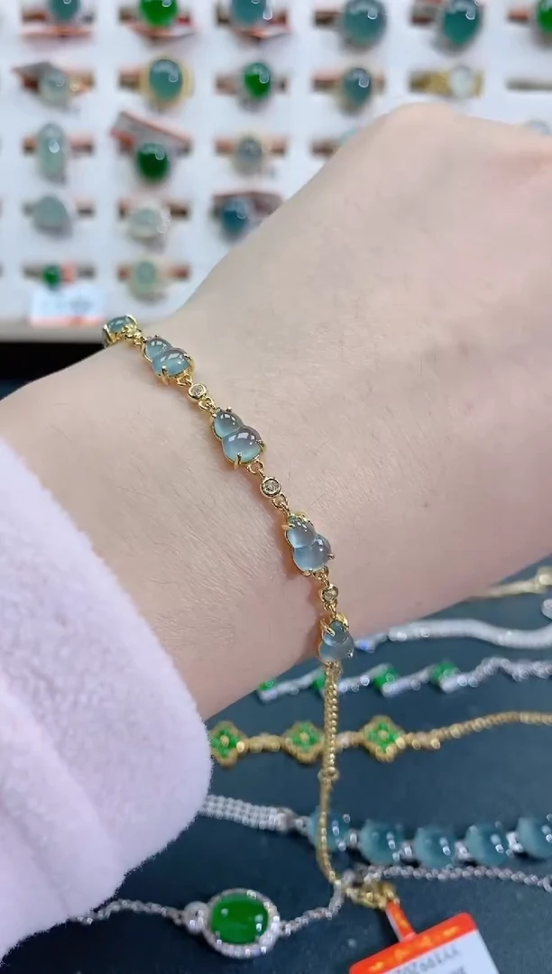 银S925镶嵌手链翡翠 天然翡翠