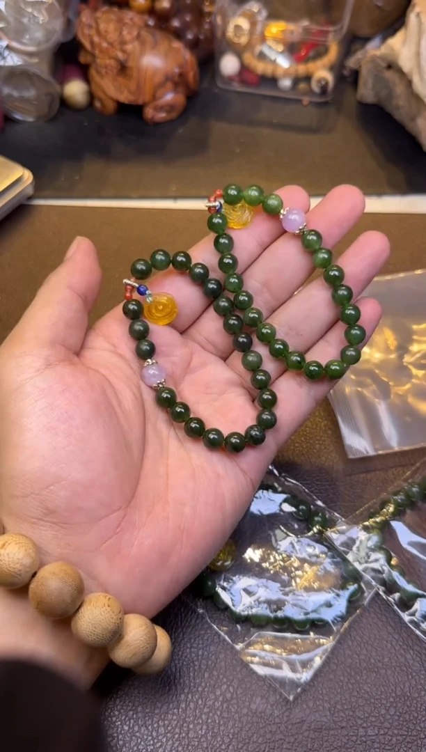 手链未镶嵌和田玉（碧玉）碧玉单圈