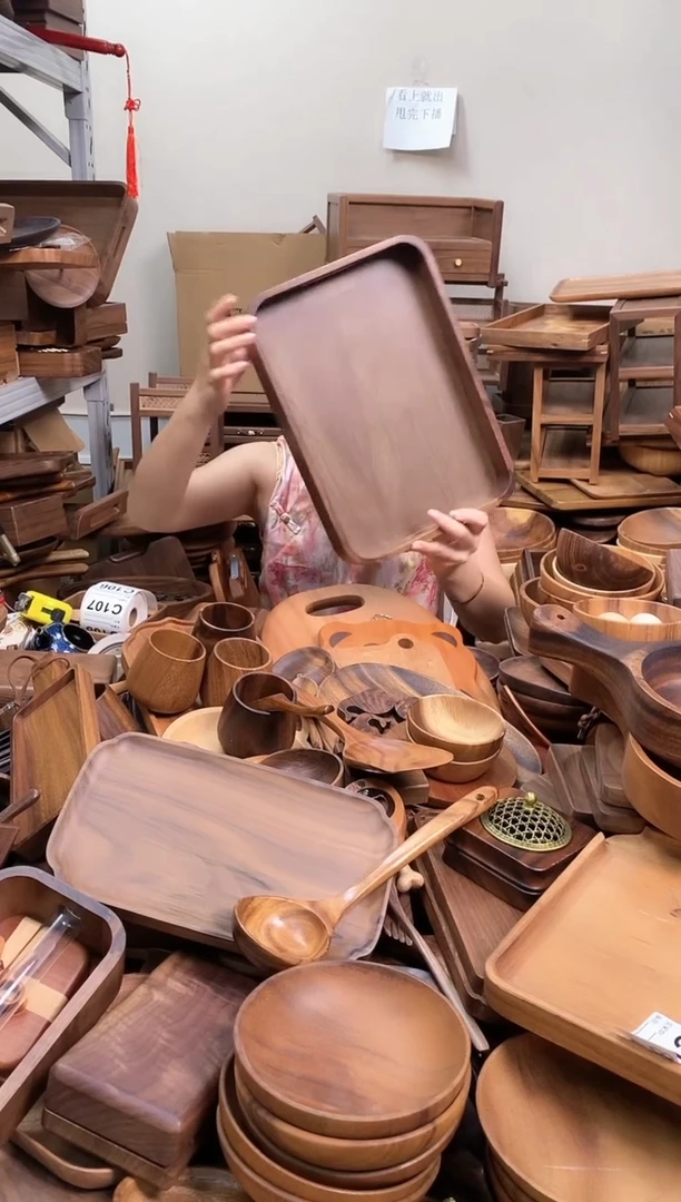 木  北美黑胡桃木圆角托盘36*26*5cm