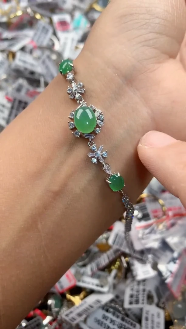 银S925镶嵌戒指翡翠2222----10