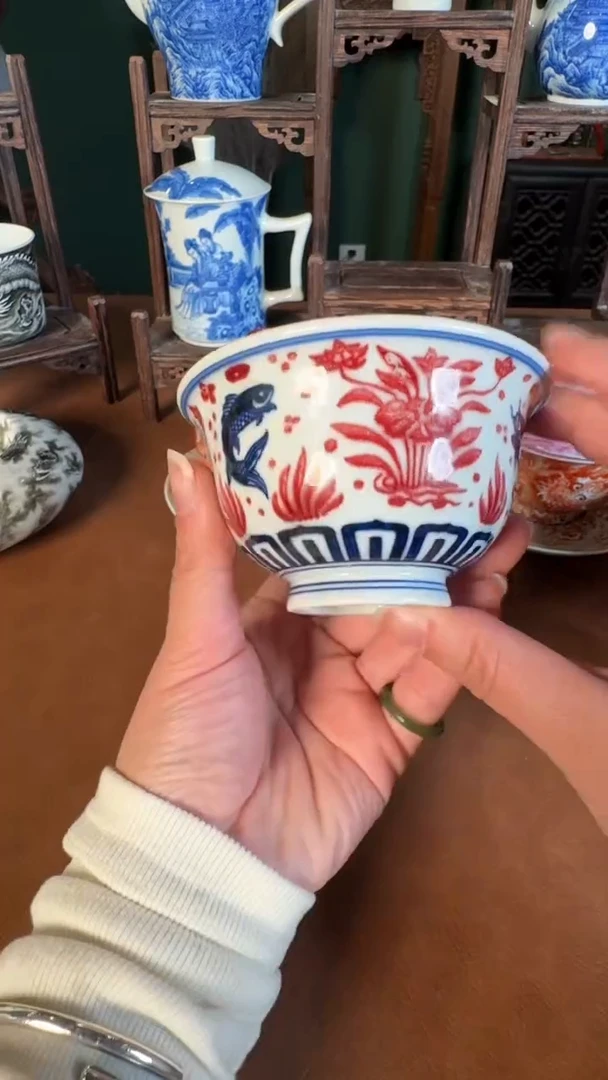 杯子陶景德镇手工手绘柴窑茶具U137