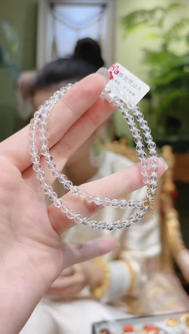 【闪购商品】水晶项链18K金镶嵌切割面白水晶锁骨链