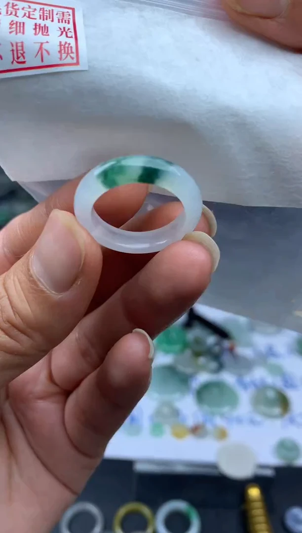 定制翡翠未镶嵌毛货需精细抛光戒圈15 #