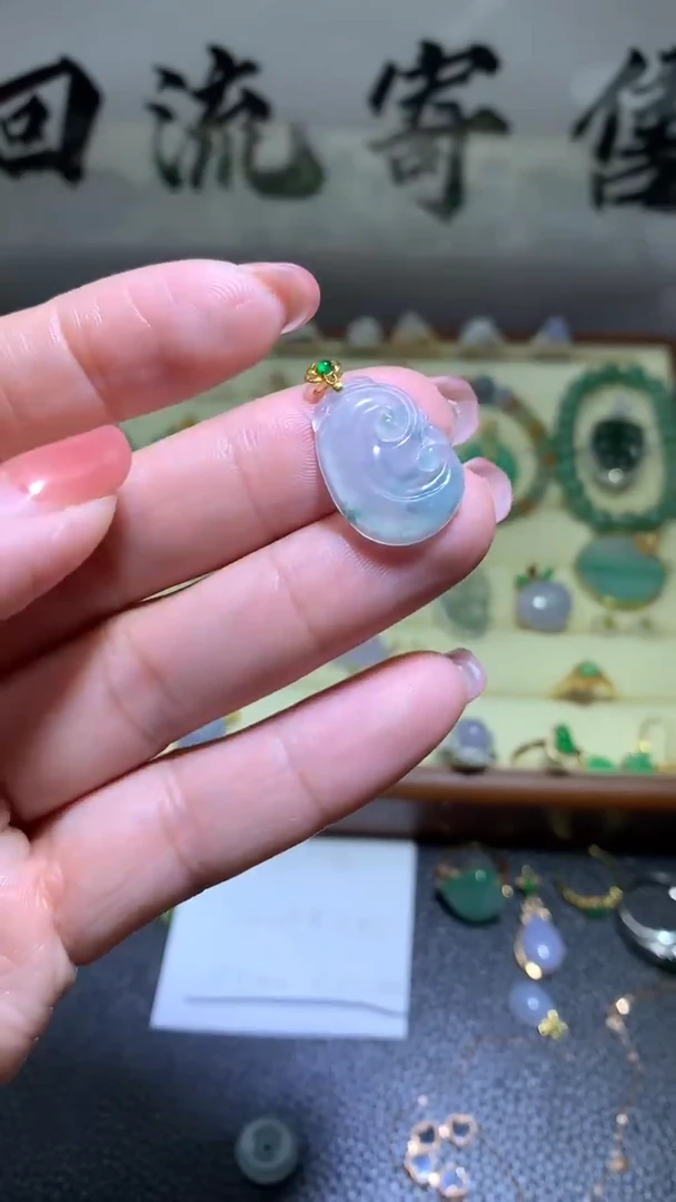 【闪购商品】翡翠颈饰18K金镶嵌079天然缅甸翡翠A货