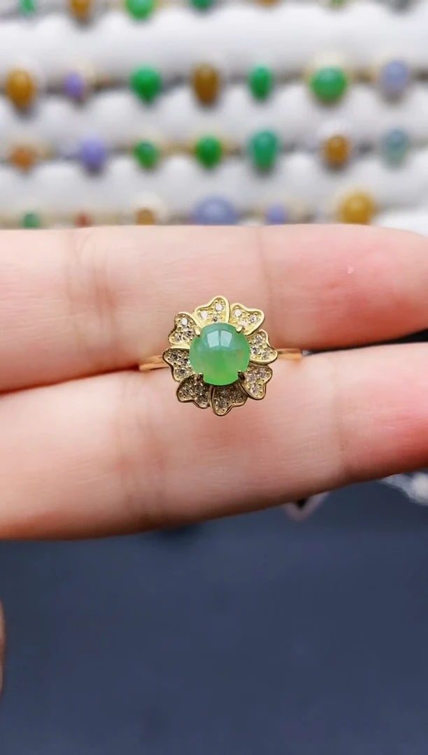 银S925镶嵌戒指翡翠0219