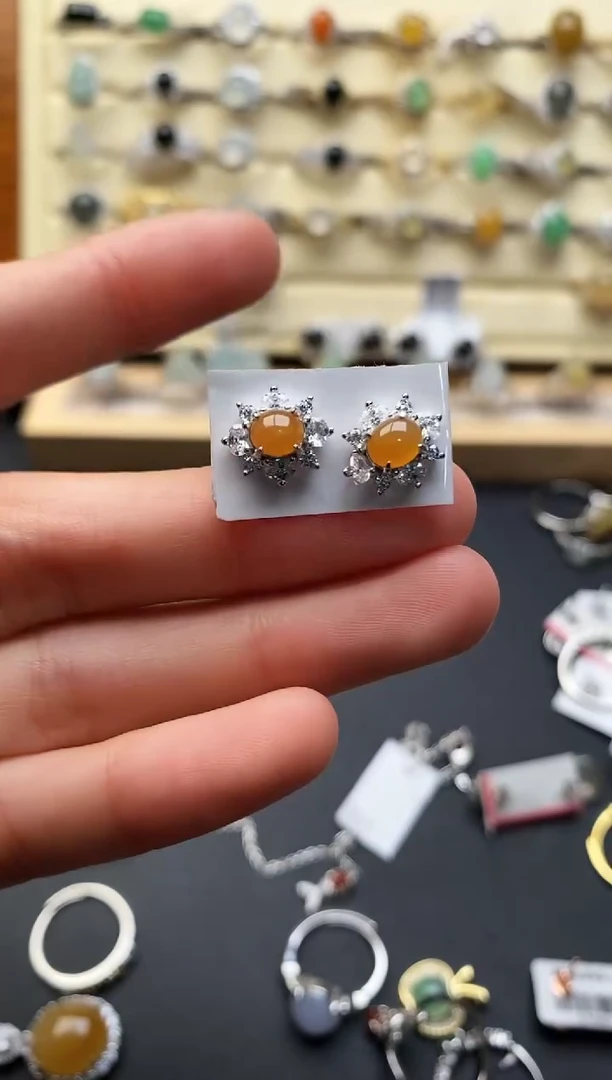 银S925镶嵌戒指翡翠44444444+8