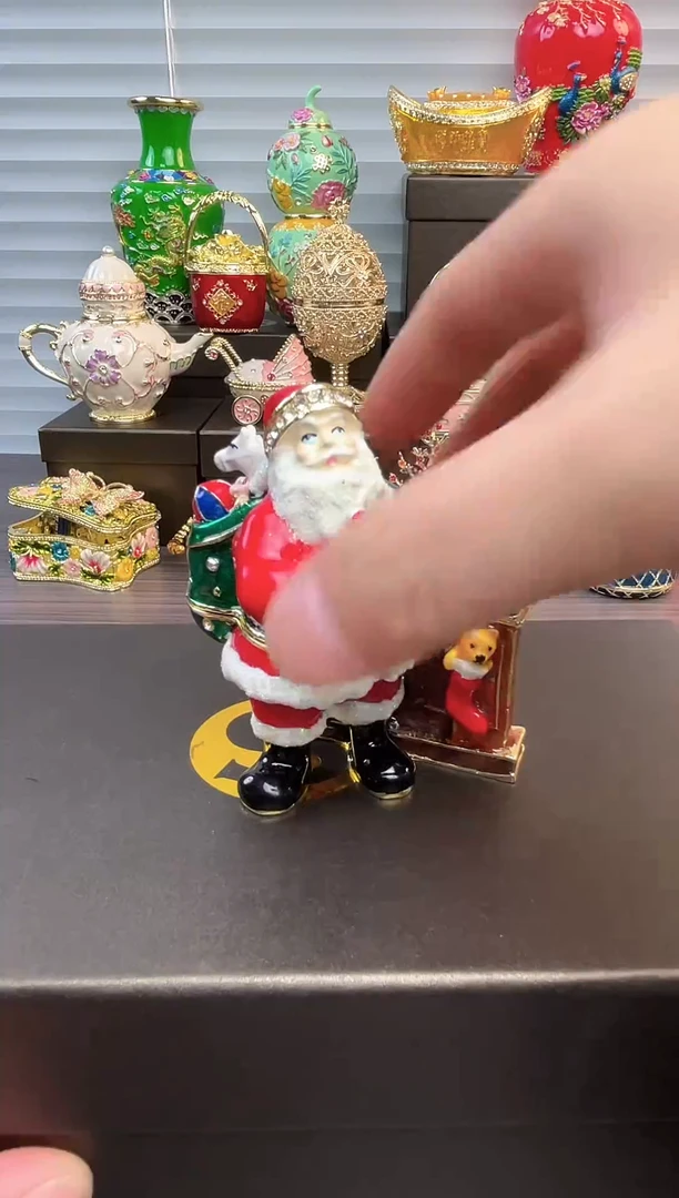 摆件七宝烧首饰盒   圣诞老人