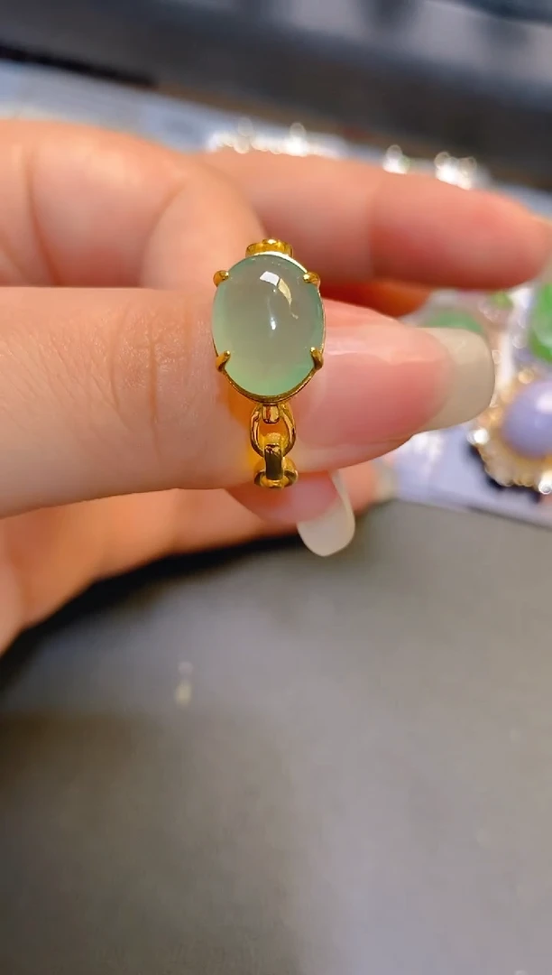 翡翠银S925镶嵌耳饰天然