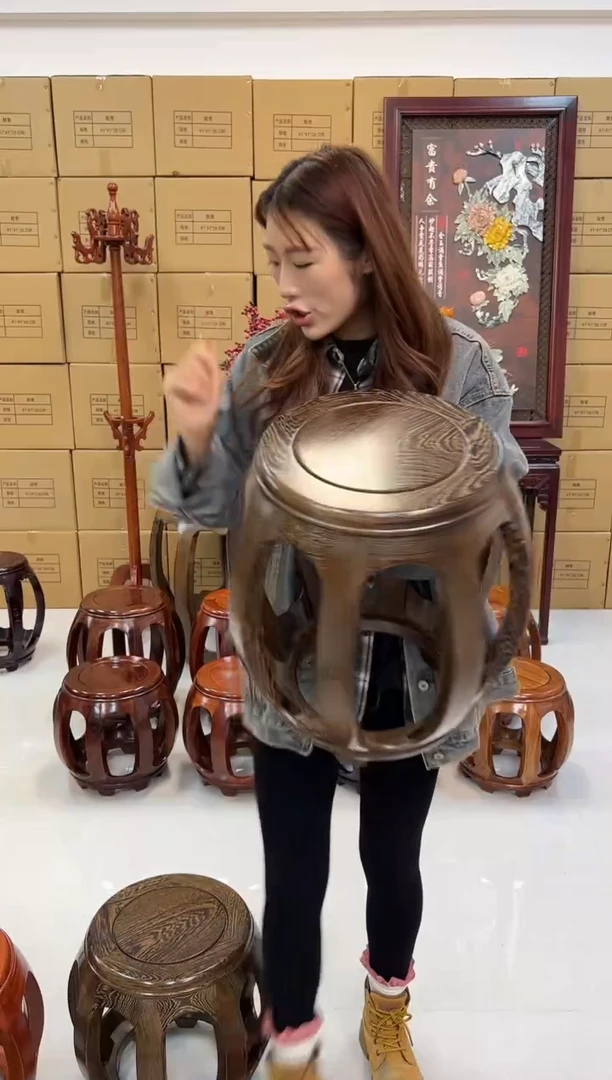 鸡翅木类家具鸡翅木大号鼓凳假一赔十