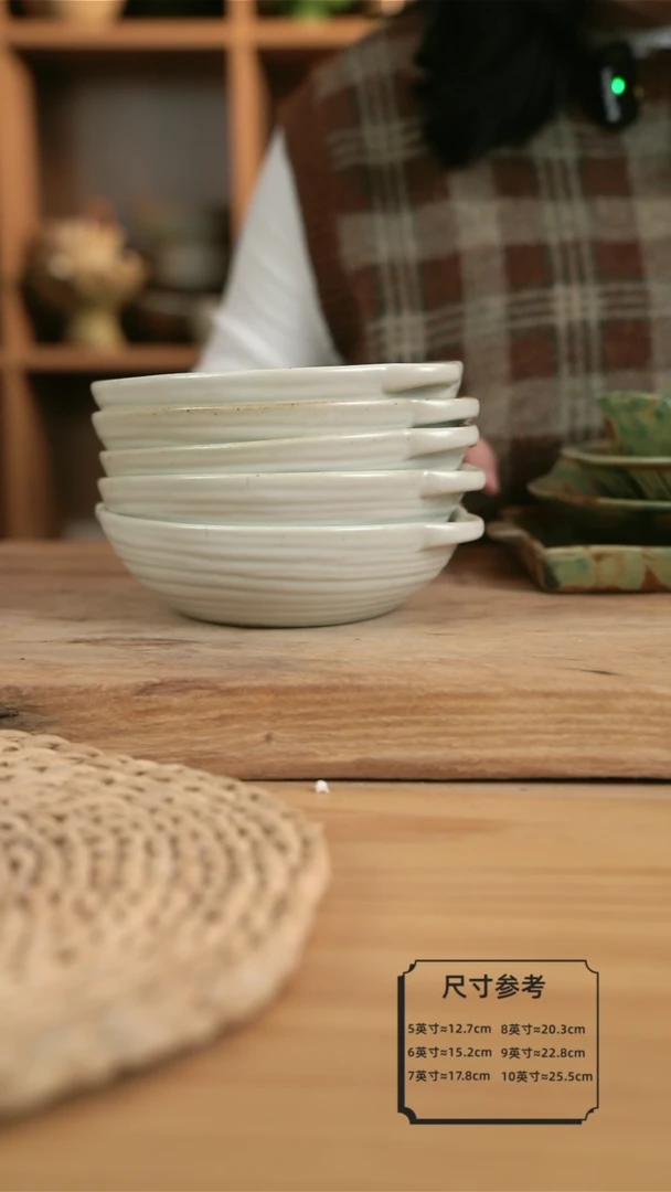 【闪购商品】白色的7英寸双耳盘直播间里面