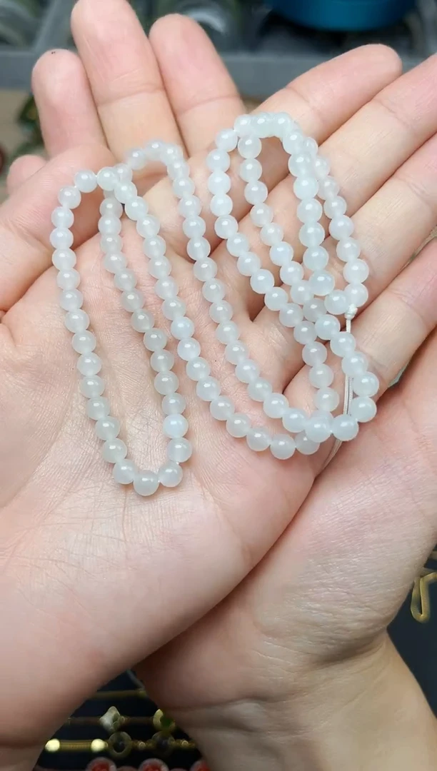 和田玉未镶嵌颈饰白玉珠链06