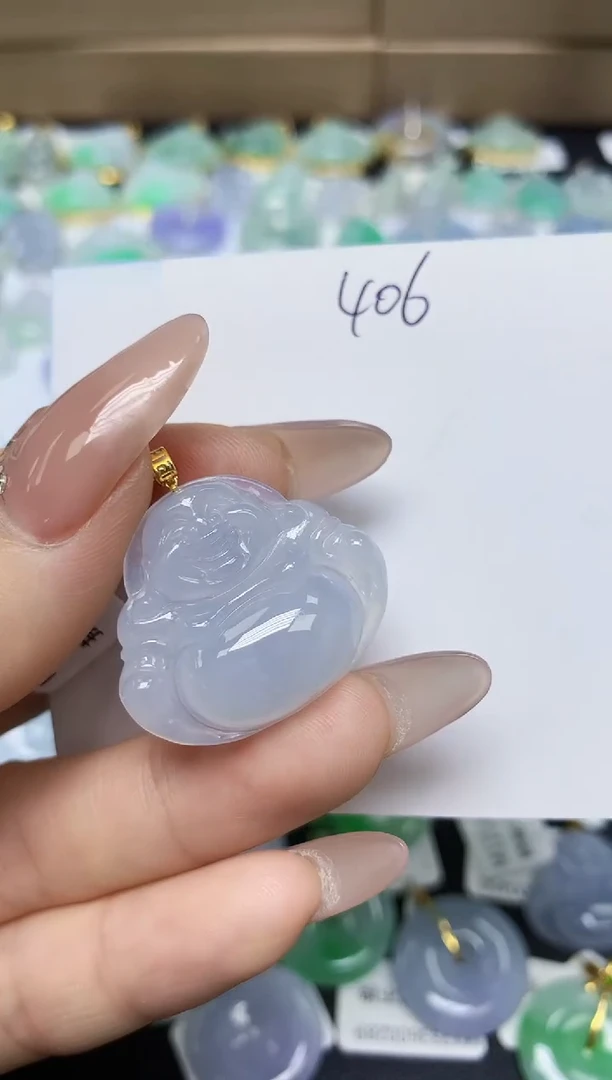 翡翠18K金镶嵌颈饰天然翡翠A货