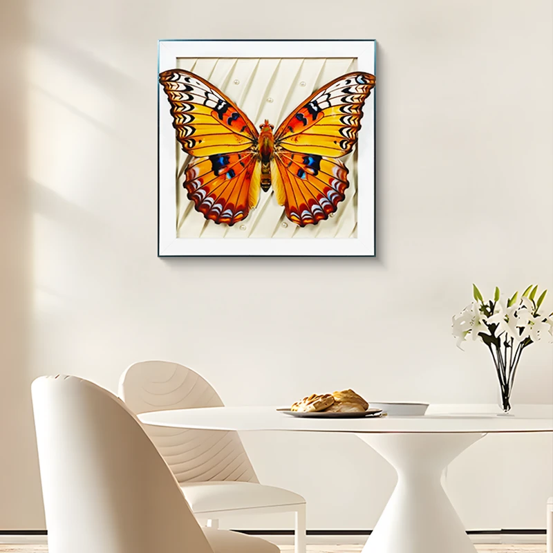 轻奢沙发背景墙装饰画客厅高档大气现代简约木雕蝴蝶玄关壁画8080