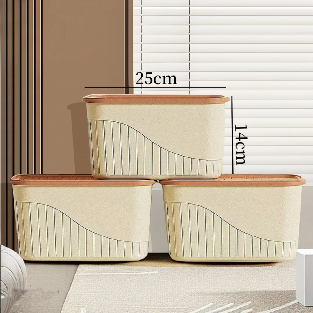 【三件装】奶油色收纳箱家用储物杂物儿童书本玩具整理箱宿舍收纳盒