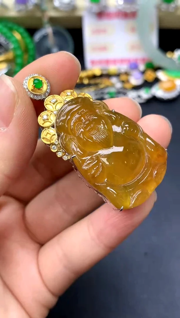 颈饰18K金镶嵌翡翠586-中国好珍宝