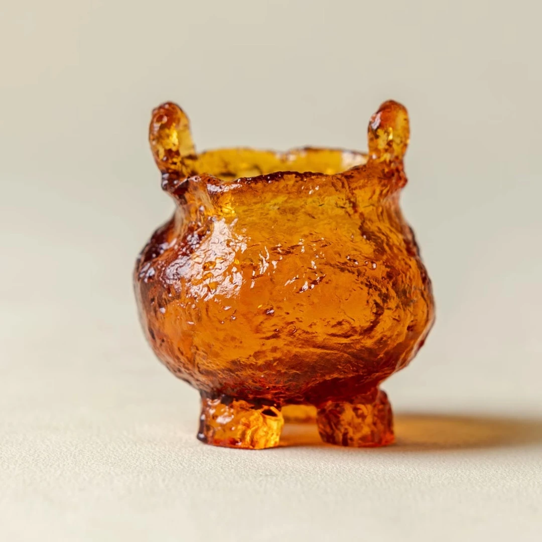 【中国工艺】琉璃琥珀色线香香炉（TQ085）