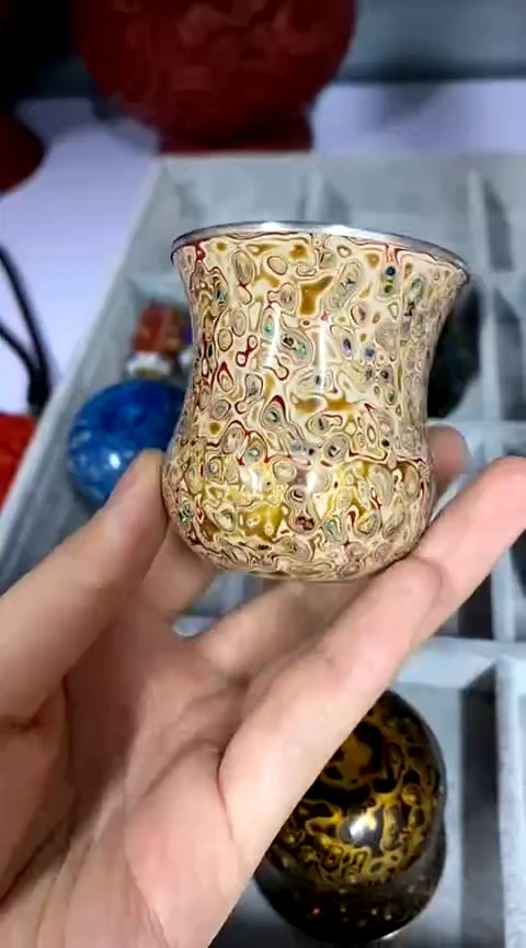 【闪购商品】非遗技艺 犀皮漆杯子米色