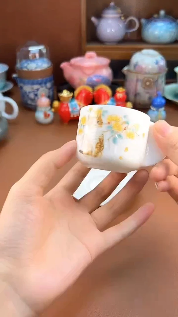 拾椿山 | 精美陶瓷茶具 猫咪小茶杯
