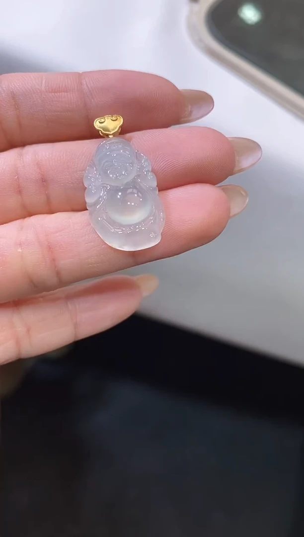 吊坠(不含链)18K金镶嵌翡翠财爷爷