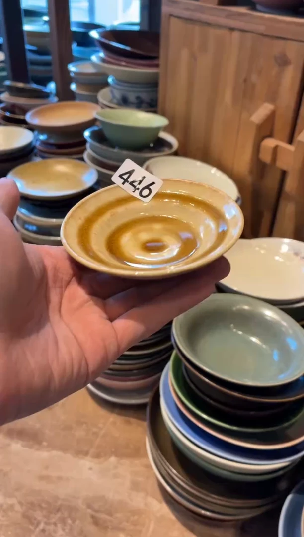 瓷片弓*446 黄玉小碟1个