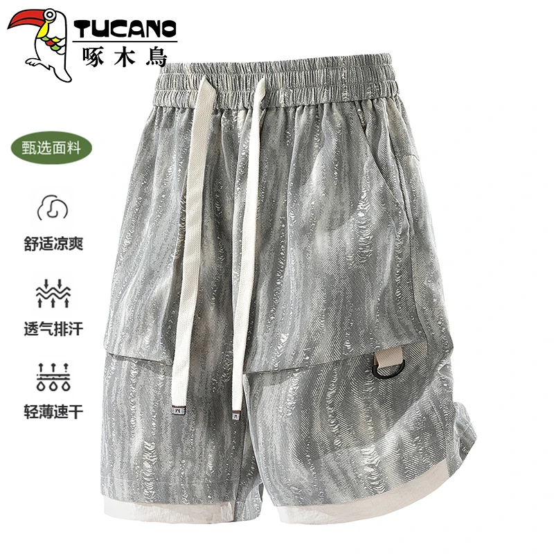 啄木鸟男款夏季时尚百搭薄款中裤工装五分美式工装工装短裤男