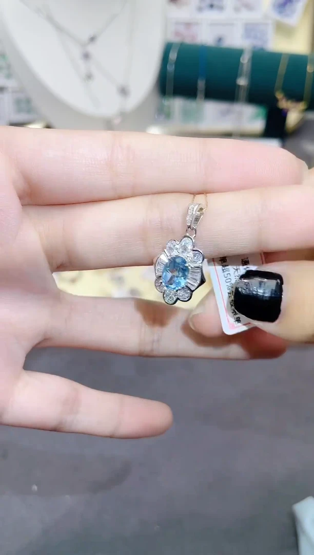 颈饰托帕石银S925镶嵌天然宝石