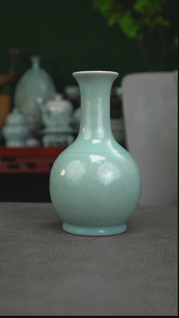 张公巷釉52号刻划鹅颈瓶  微瑕简包-二