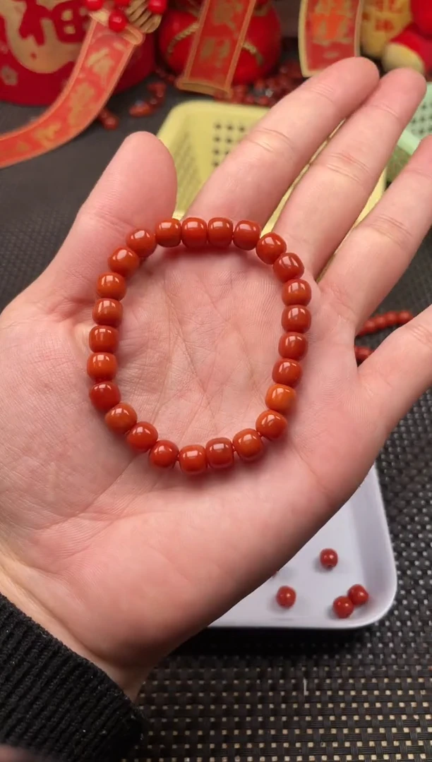 【闪购商品】南红玛瑙手串未镶嵌3号柿子红卡7+老型手串