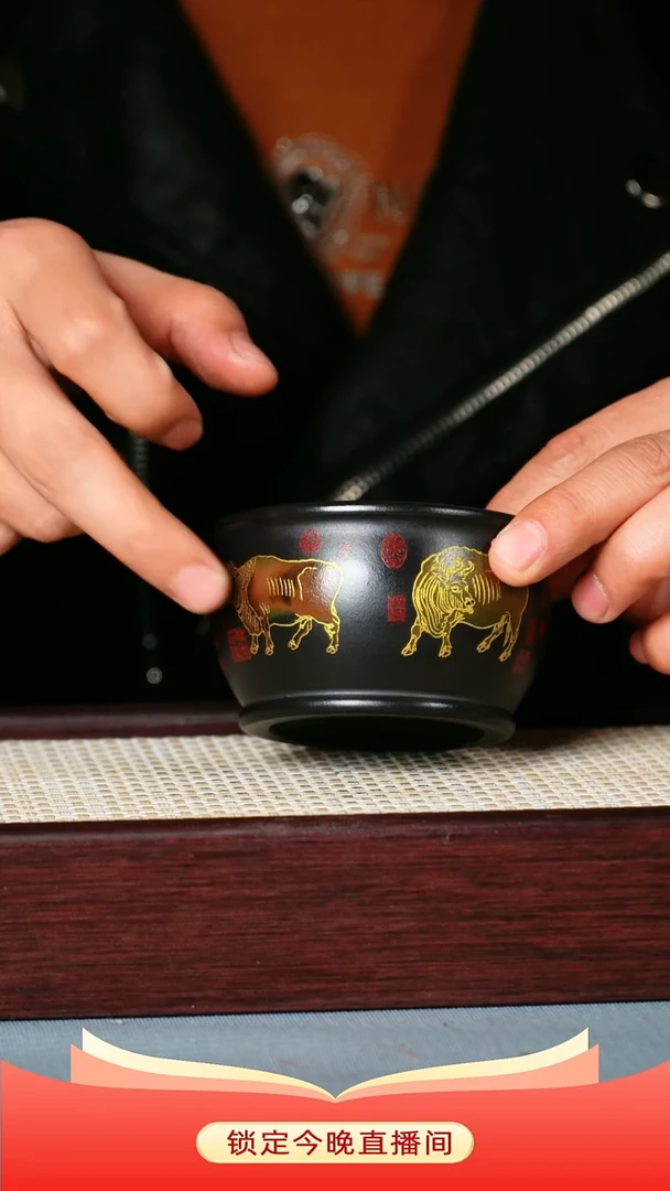 茶杯紫砂 石黄泥料 五牛杯