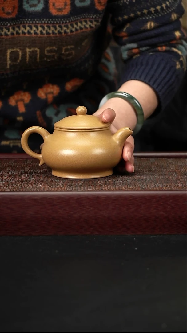 茶壶紫砂lzx黄金段潘壶260cc