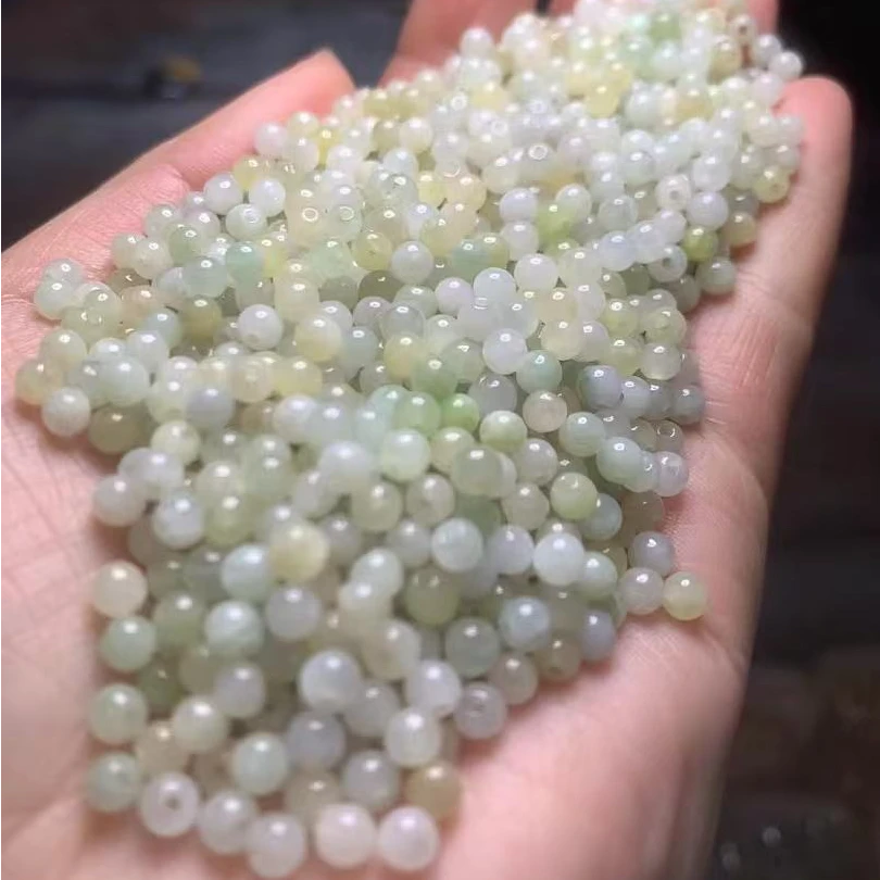 天然翡翠特色3.8mm小米珠散珠配珠时尚精美Diy散珠配饰手串配珠