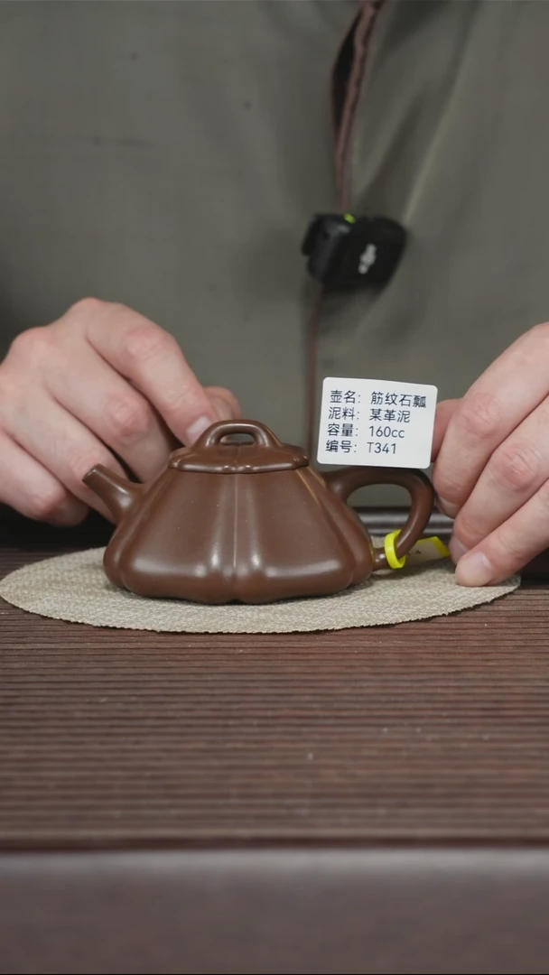 茶壶紫砂T341 某革泥 筋纹石瓢 160cc
