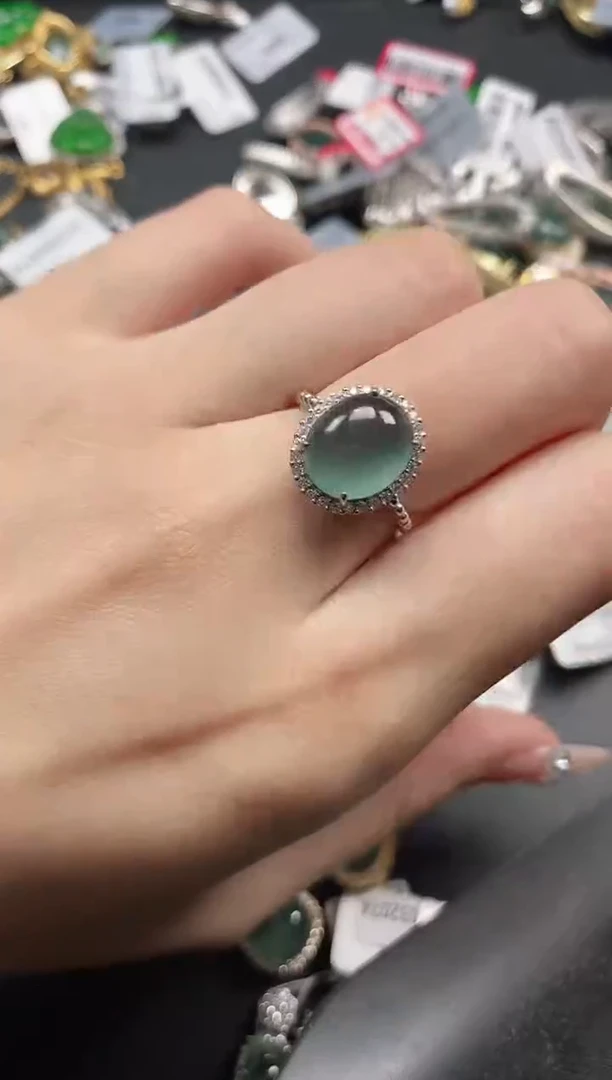 银S925镶嵌戒指翡翠15511