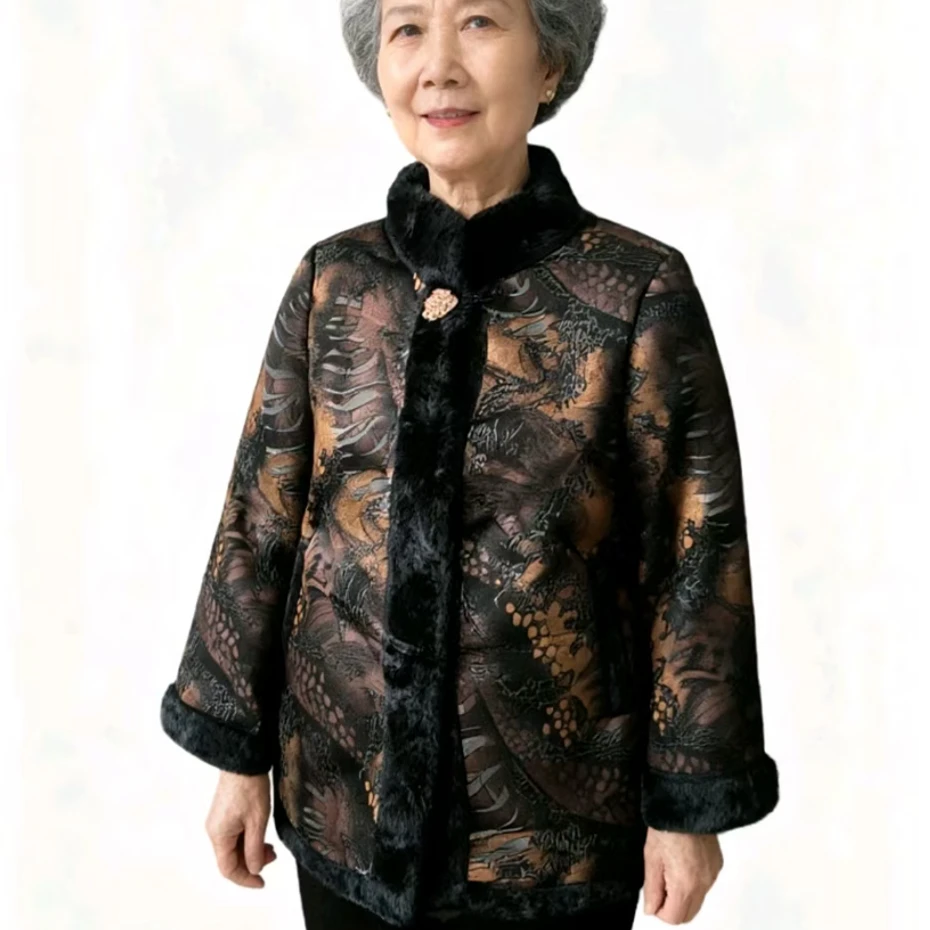11451-妈妈冬季新款外套加绒加厚中老年一体保暖秋冬外套【六楼】