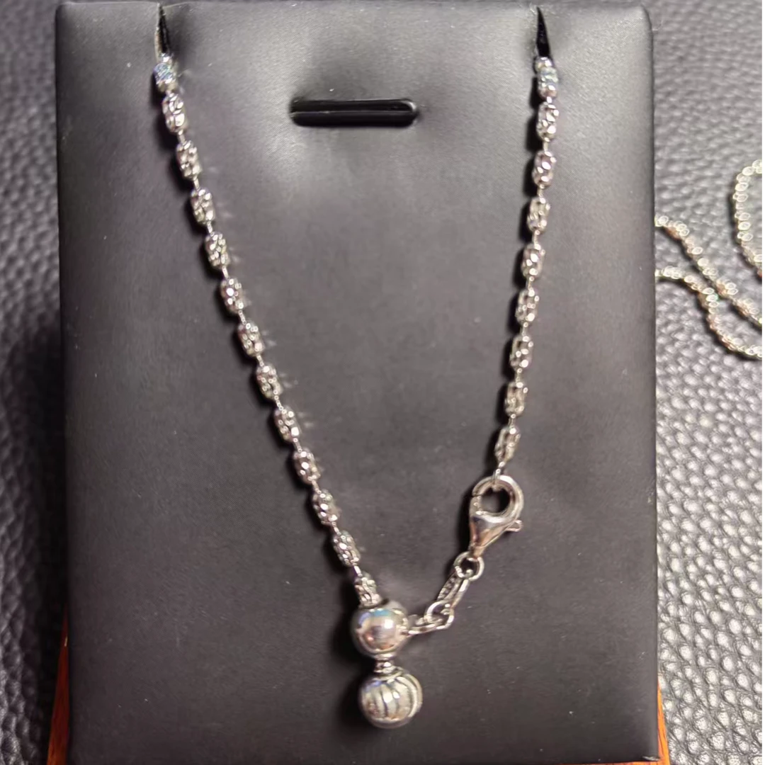 链子925银 小橄榄珠可调节银链子