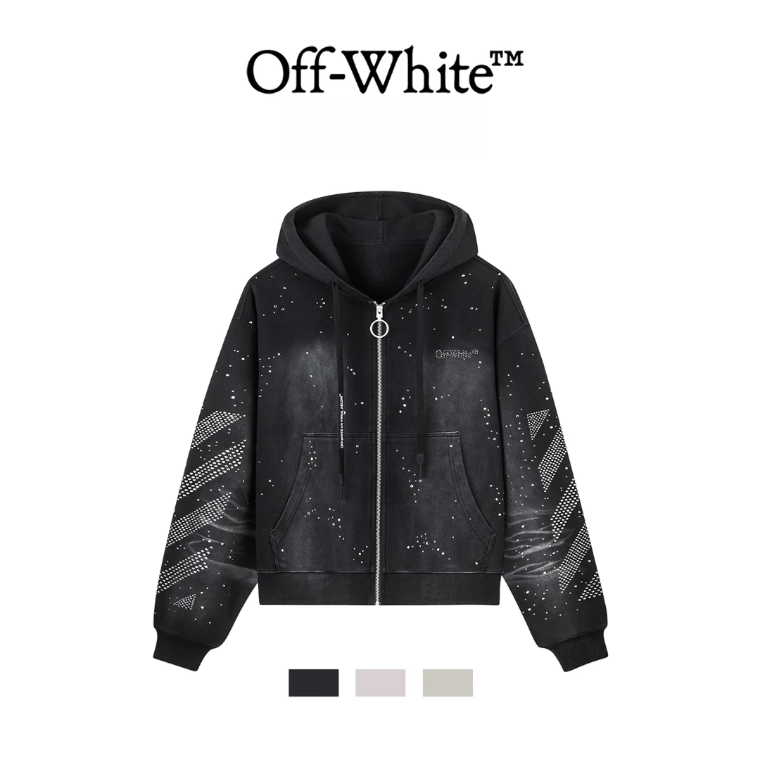 OFF-WHITE 满天星扎染涂鸦印花轻奢连帽卫衣情侣款 男女同款商品图