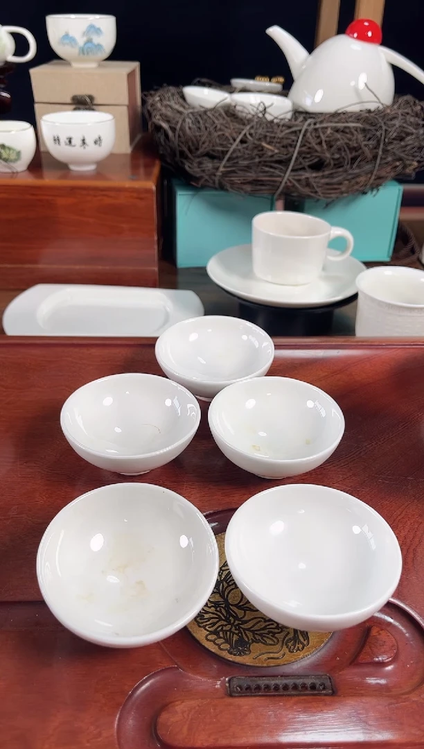五只装骨瓷双层茶碗