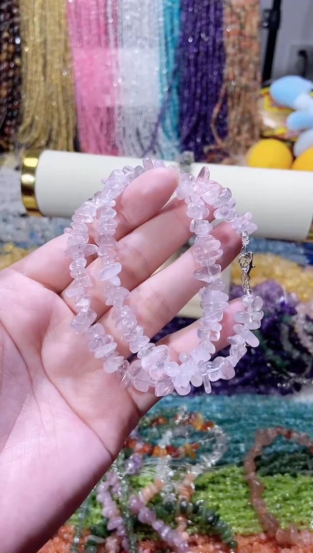 未镶嵌珠宝半成品水晶透紫马粉项链