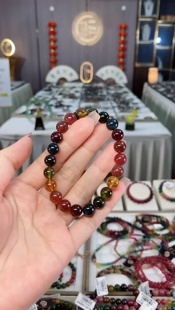 未镶嵌收藏级老矿碧玺单圈手串8mm+碧玺hon多样性发货一条