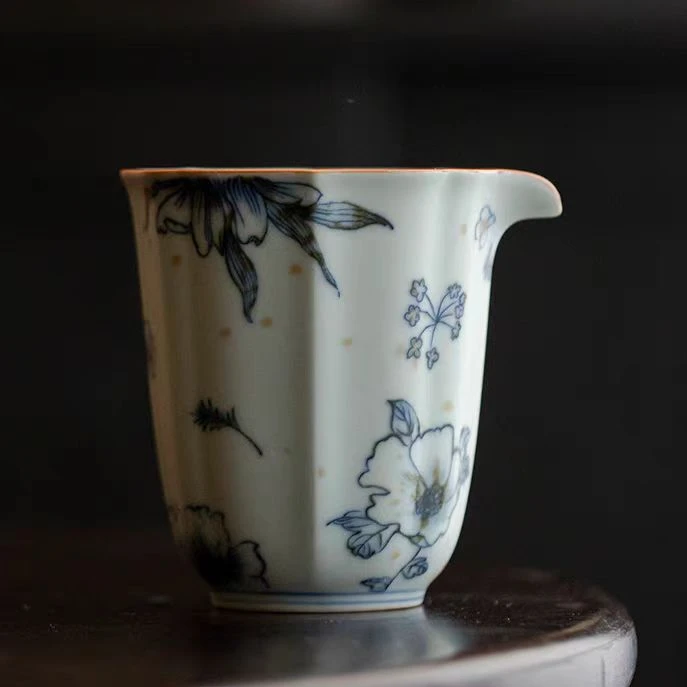 太阳花亚青釉釉下彩分茶器单个家用陶瓷茶具公道杯