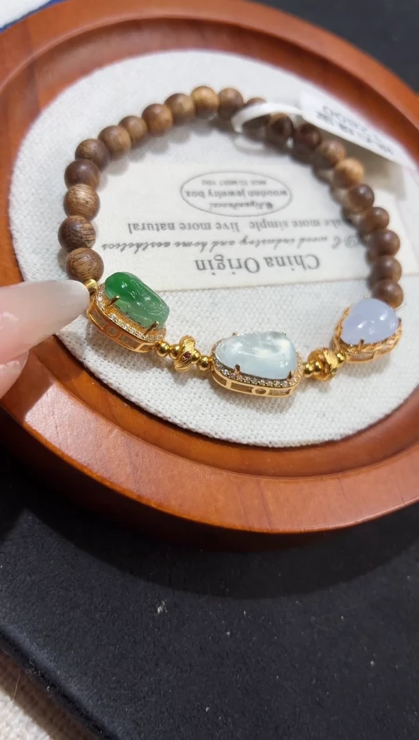 吊坠(不含链)银S925镶嵌翡翠手串