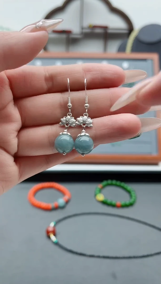 【闪购商品】玛瑙/玉髓耳饰银S925镶嵌01